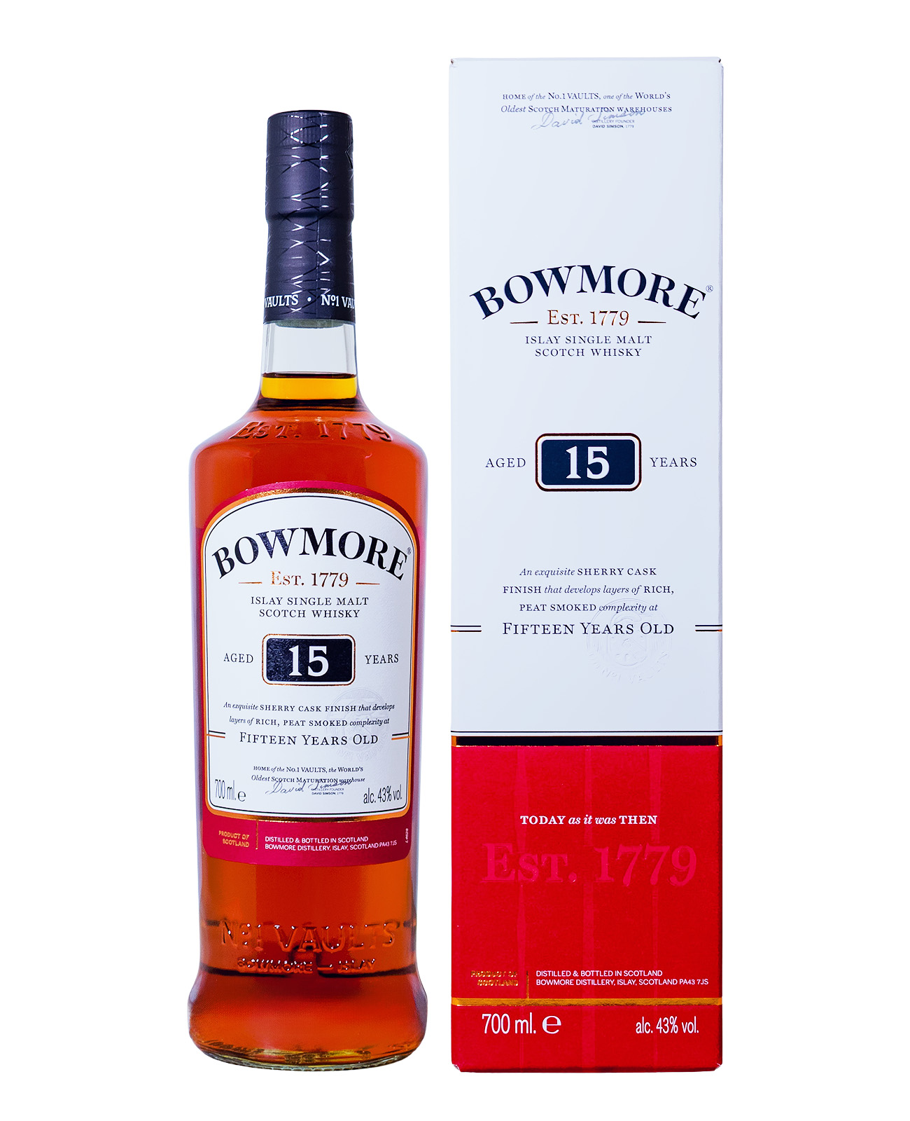 Bowmore 15 Jahre Islay Single Malt Scotch Whisky - 0,7L 43% vol