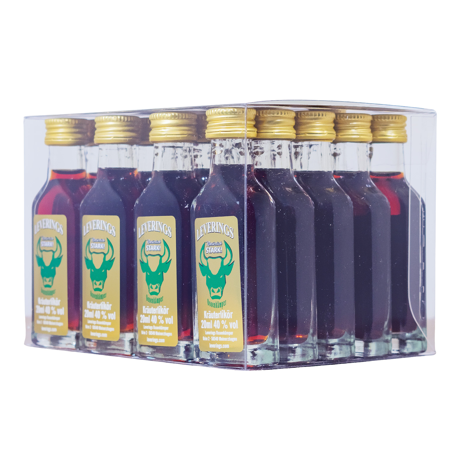Paket [20 x 0,02L] Leverings Ossenkämper Kräuterlikör - 0,4L 40% vol