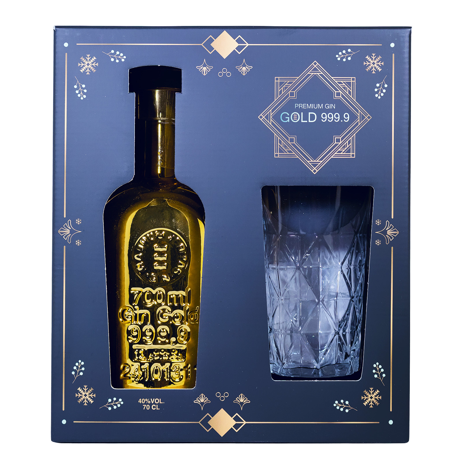 Gin Gold 999,9 mit Glas in Geschenkverpackung - 0,7L 40% vol