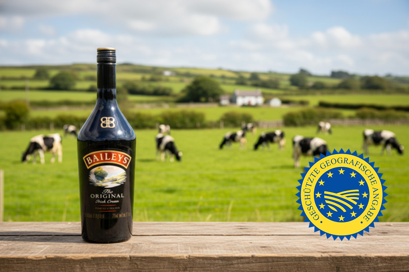 Irishe Wiese mit Kühen und Baileys