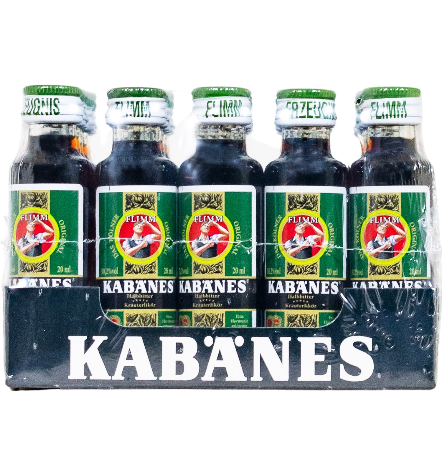 Paket [25 x 0,02L] Flimm Kabänes Halbbitter Kräuterlikör - 0,5L 30,2% vol