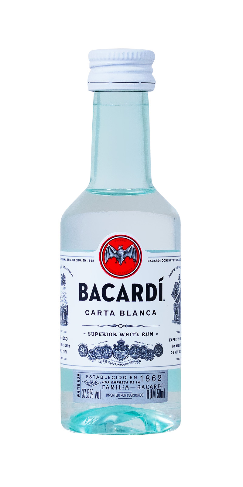 Bacardi Carta Blanca Rum Miniatur - 0,05L 37,5% vol Bacardi Carta Blanca Rum Miniatur - 0,05L 37,5% vol