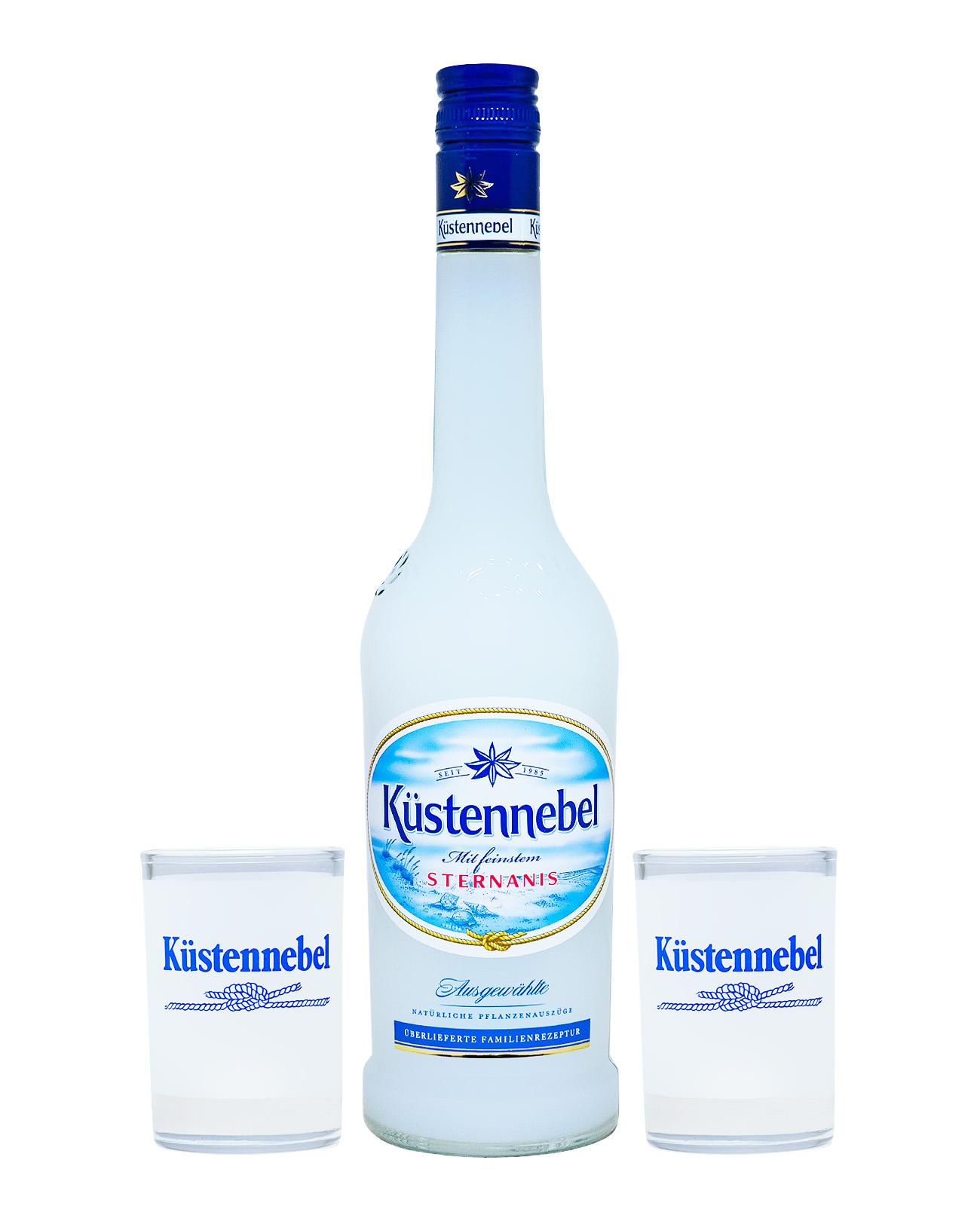 Küstennebel GEPA mit 2 Shot-Gläsern - 0,5L 21,8% vol