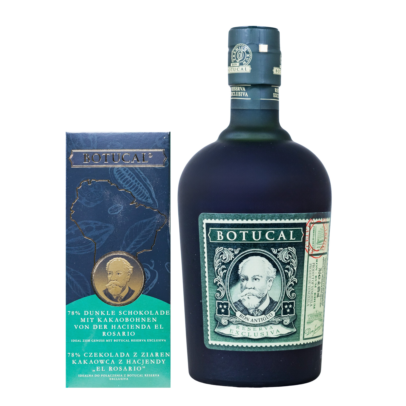 Bundle: Botucal Rum Reserva Exclusiva + Dunkle Botucal Schokolade - 0,7L 40% vol