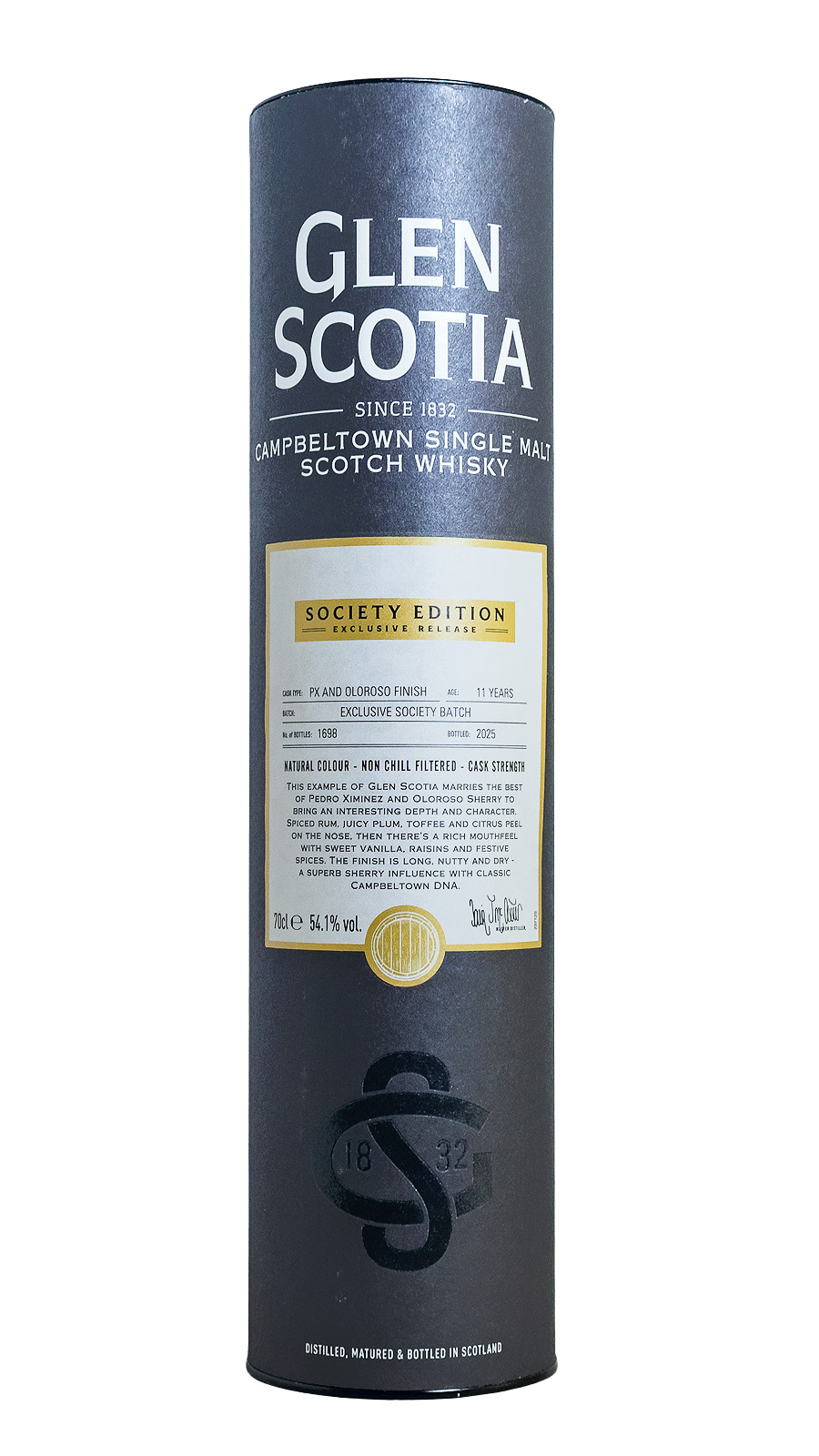 Glen Scotia 11 Jahre Society Edition · PX & Oloroso Finish - 0,7L 54,1% vol