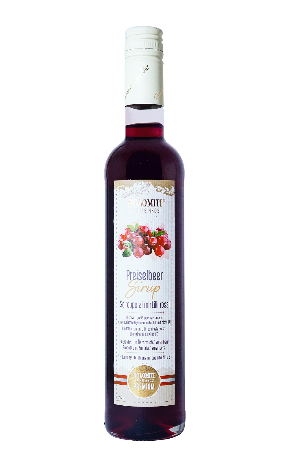 Dolomiti Wild Preiselbeer Sirup - 0,5L