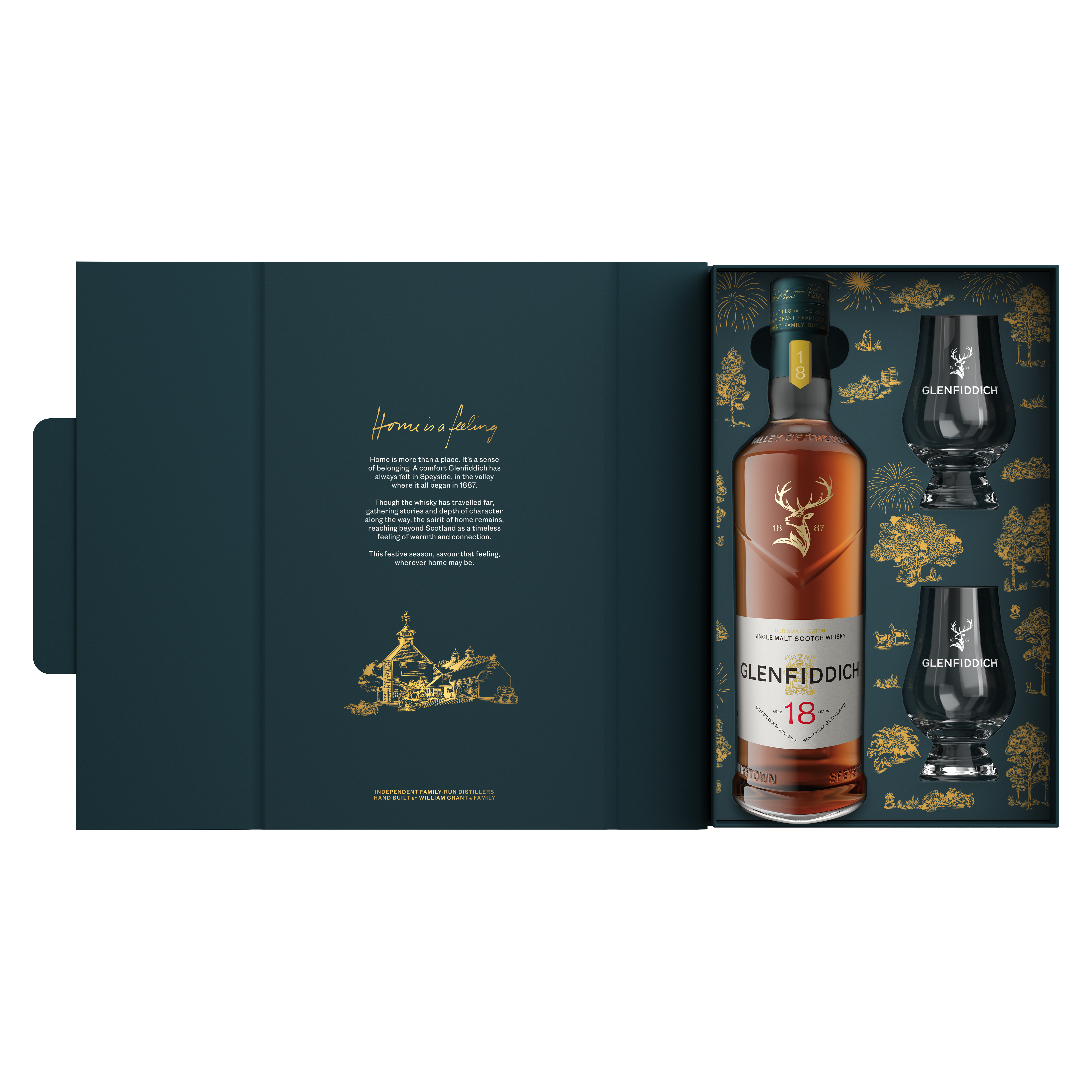 Glenfiddich 18 Jahre Geschenkpackung inkl. zwei Glencairn Gläsern - 0,7L 40% vol