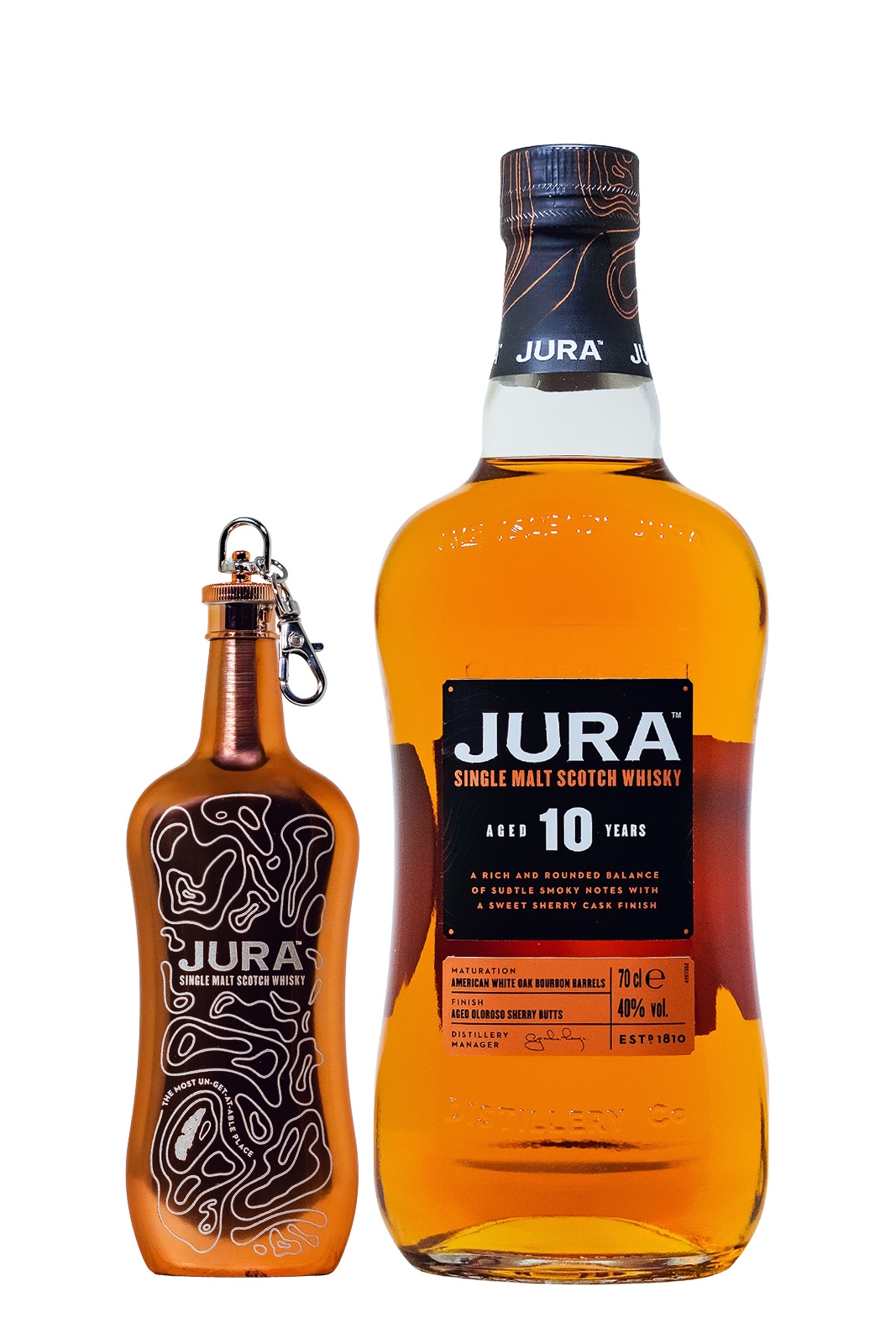 Jura 10 Jahre Single Malt mit Flachmann - 0,7L 40% vol