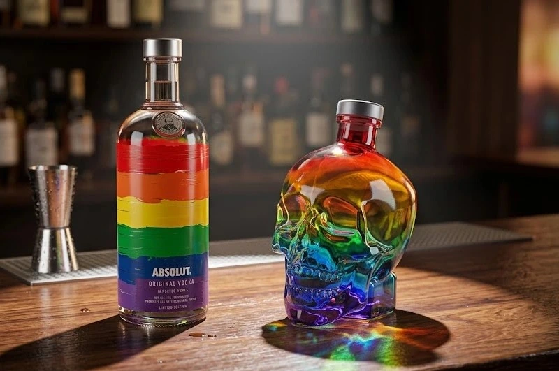 regenbogen-flaschen in einer Bar