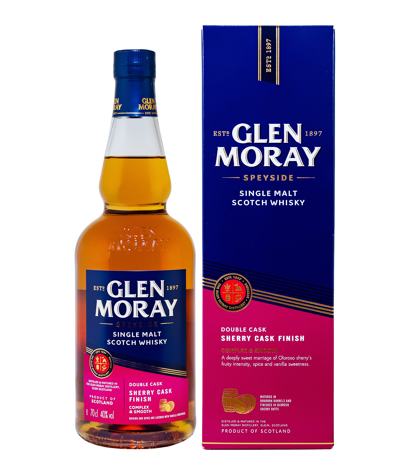 Glen Moray Sherry Cask Finish Single Malt Scotch Whisky - 0,7L 40% vol
