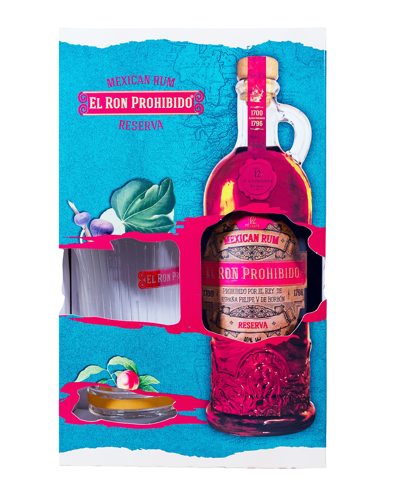 Ron Prohibido 12 Jahre Solera Rum Geschenkbox mit Longdrinkglas - 0,7L 40% vol