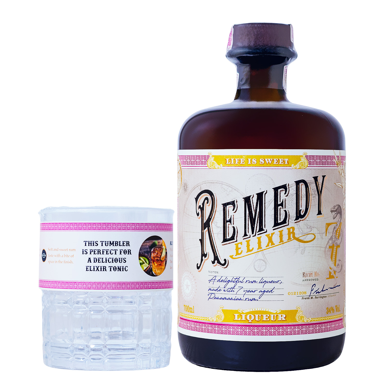 Remedy Elixir Rum Liqueur + Tumbler - 0,7L 34% vol