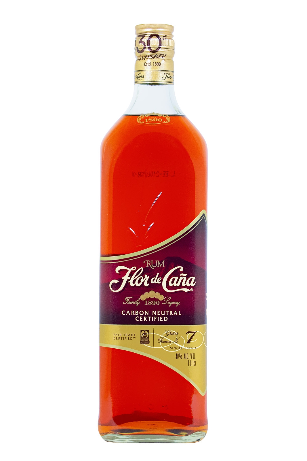 Flor de Cana 7 Jahre brauner Premium Rum - 1 Liter 40% vol