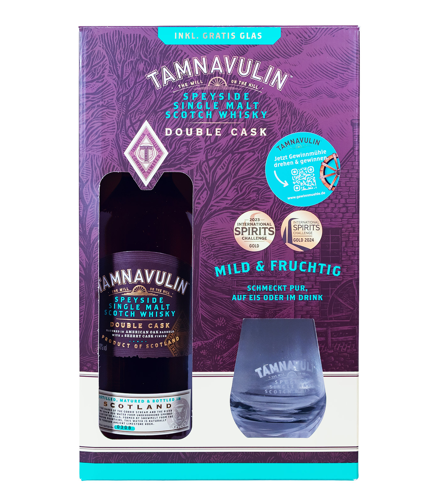 Tamnavulin Double Cask Speyside mit Glas in Geschenkverpackung - 0,7L 40% vol