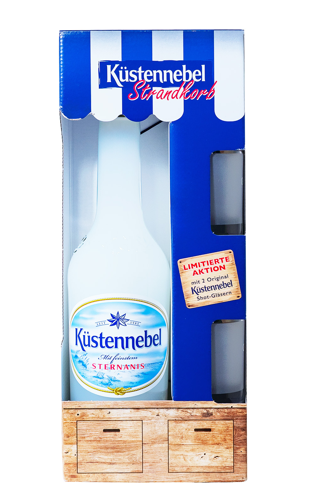Küstennebel GEPA mit 2 Shot-Gläsern - 0,5L 21,8% vol
