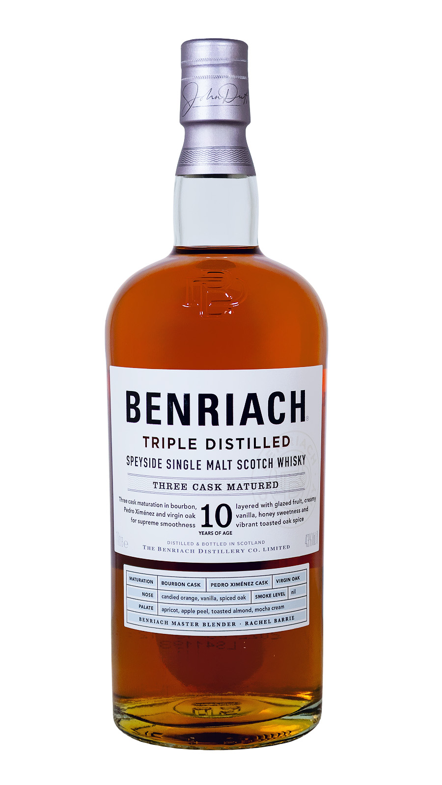 BenRiach 10 Jahre Triple Distilled Single Malt Scotch Whisky - 1 Liter 43% vol