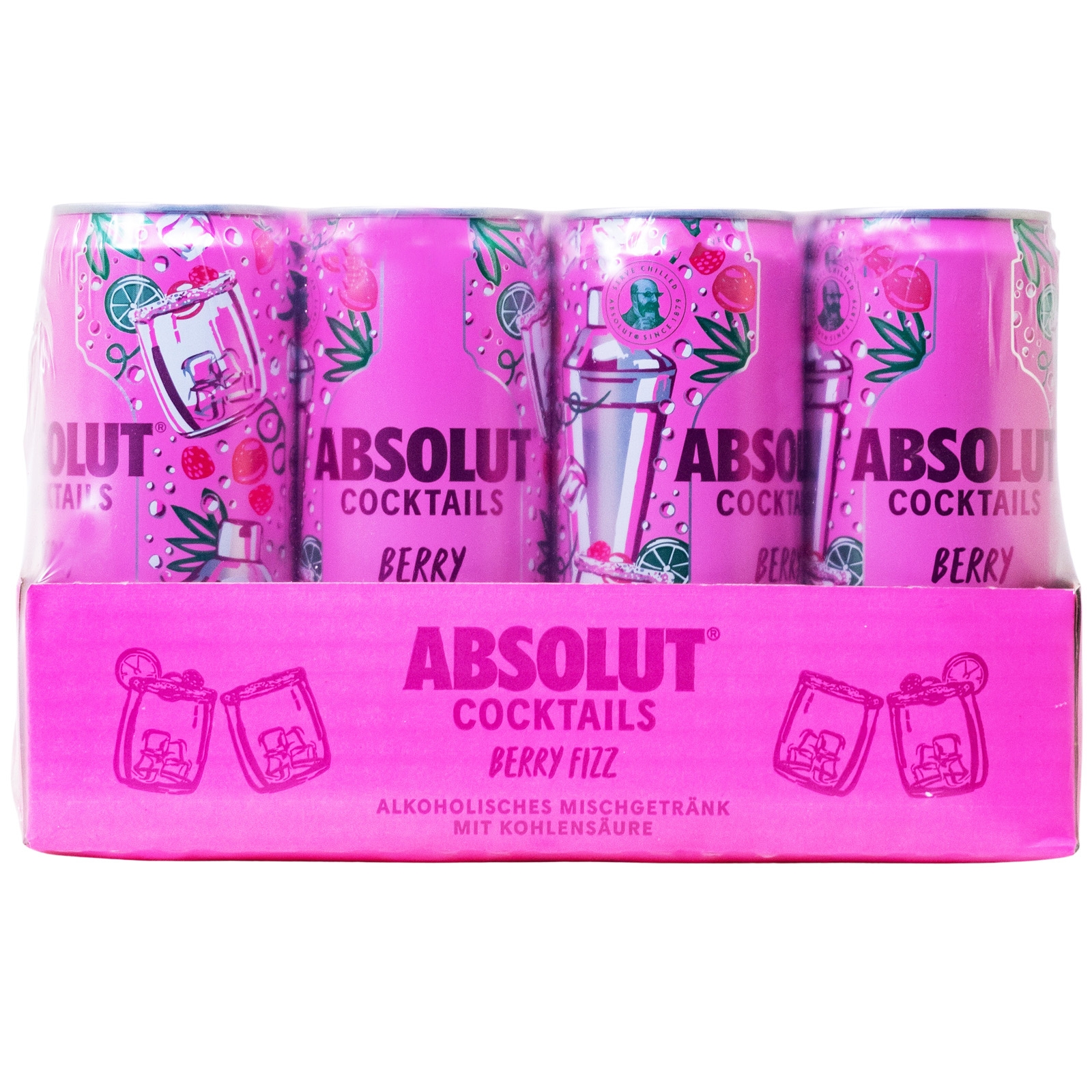 Paket [12 x 0,33L] Absolut Cocktail Berry Fizz Dose - 3,96L 10% vol