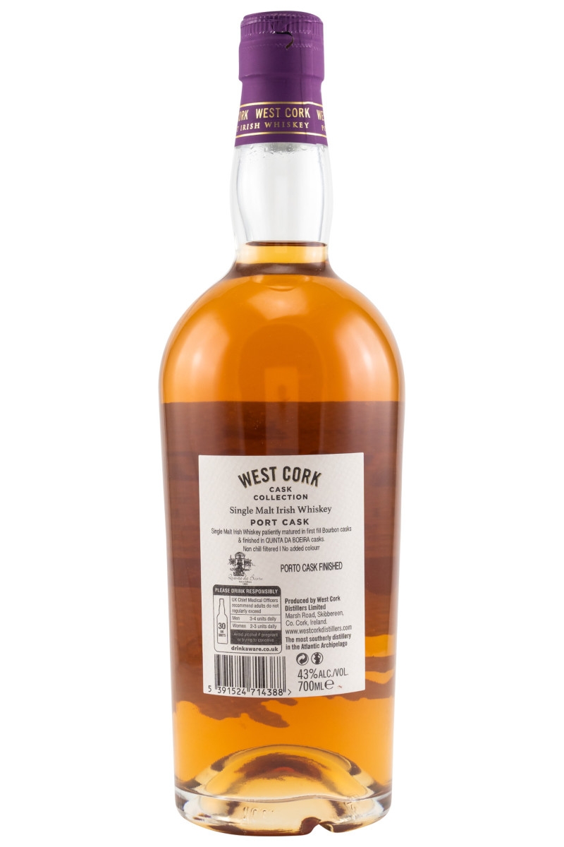 West Cork Port Cask Finish Single Malt Irish Whiskey - 0,7L 43% vol
