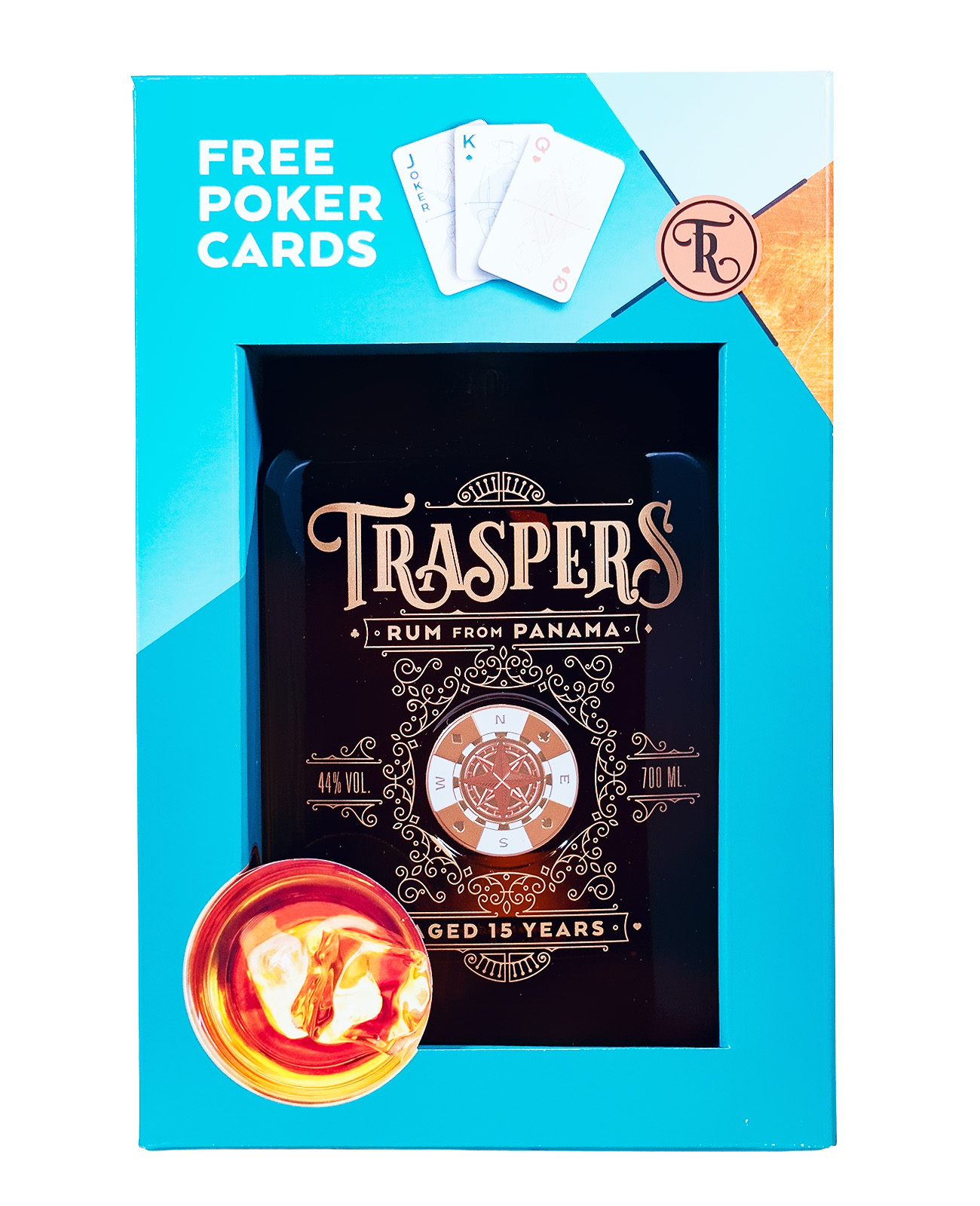 Traspers Rum 15 Jahre mit Poker-Karten - 0,7L 44% vol