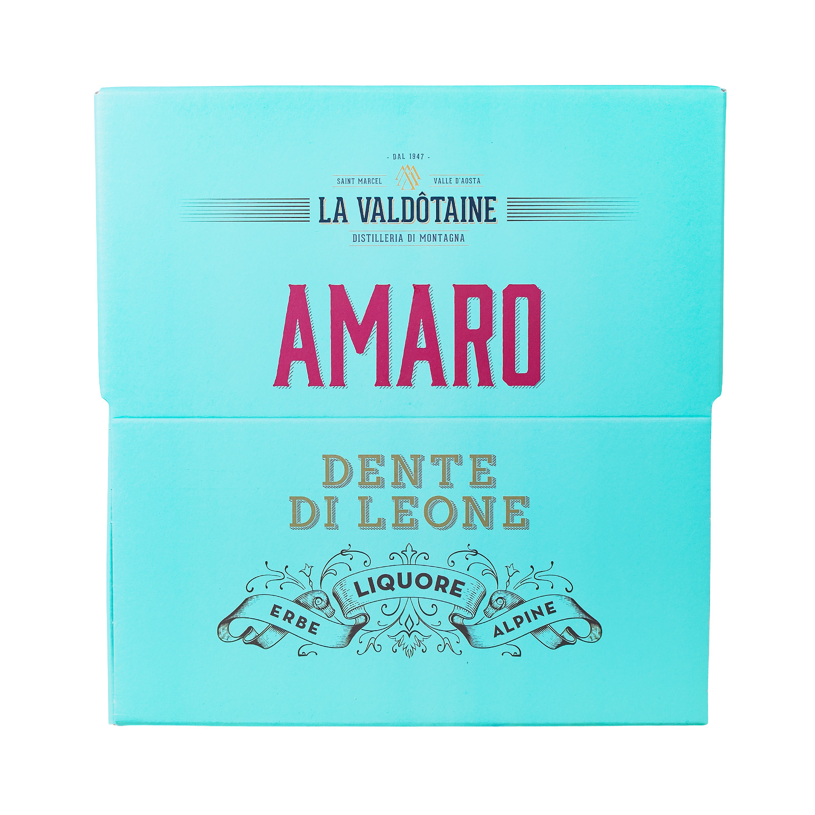 La Valdotaine Amaro Dente di Leone mit 2 Gläsern in Geschenkverpackung - 1 Liter 32,6% vol