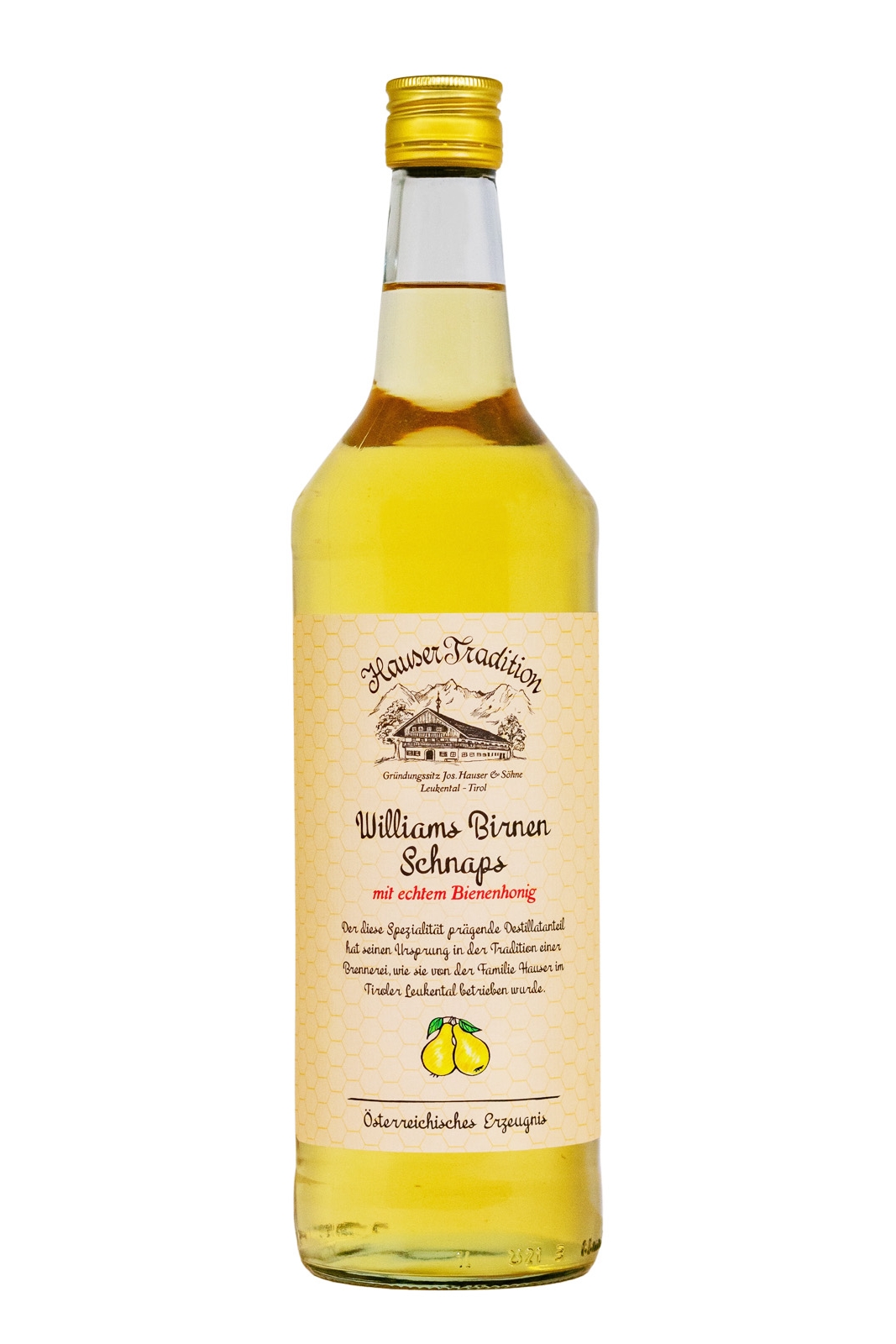 Hauser Tradition Schnaps Williams mit Honig - 1 Liter 35% vol
