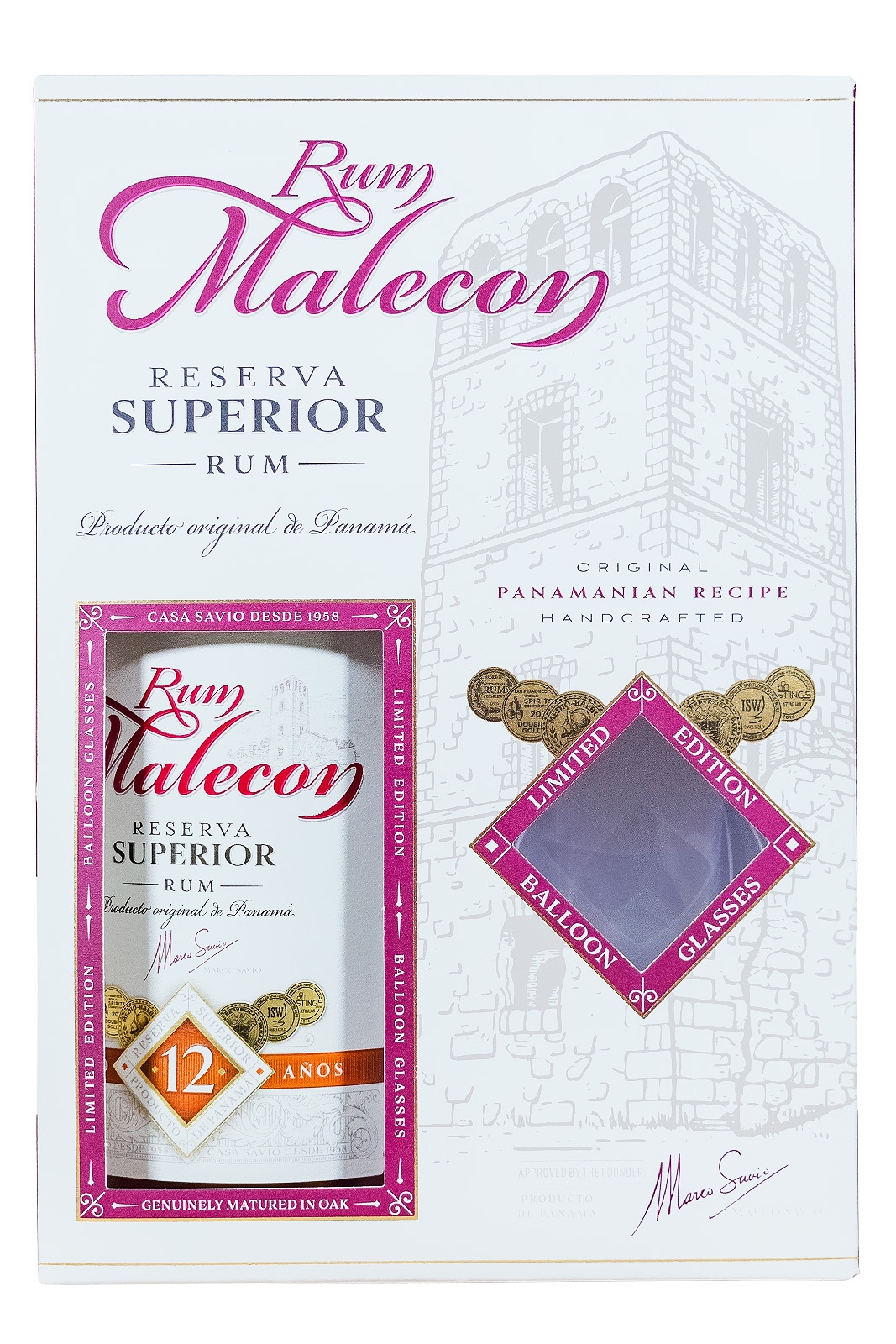 Rum Malecon 12 Jahre GEPA mit 2 Gläsern - 0,7L 40% vol