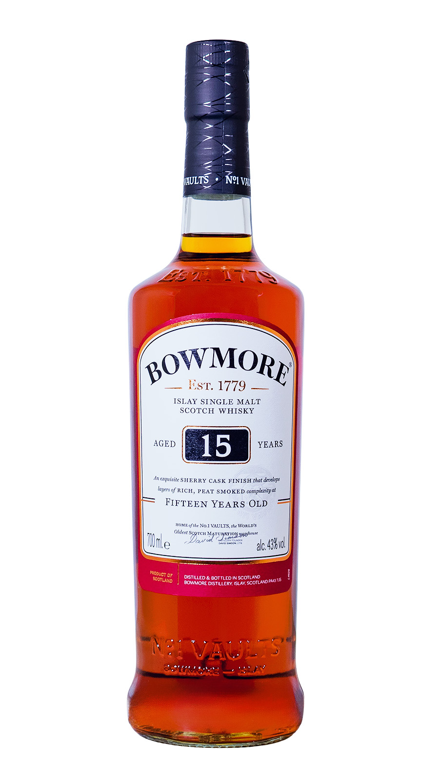Bowmore 15 Jahre Islay Single Malt Scotch Whisky - 0,7L 43% vol