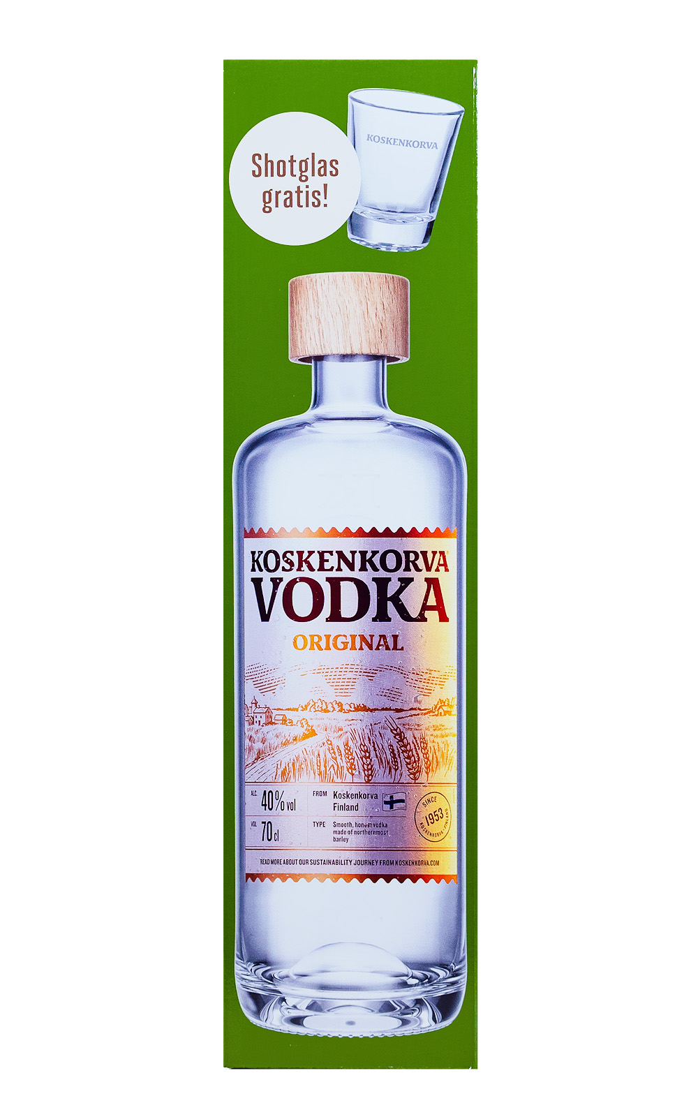 Koskenkorva Vodka mit Glas in Geschenkverpackung - 0,7L 40% vol