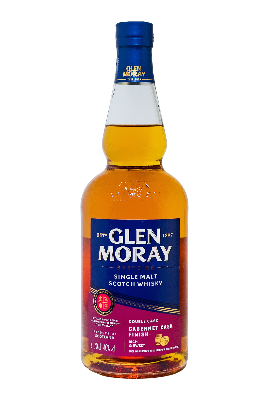 Glen Moray Single Malt Cabernet Cask Finish - 0,7L 40% vol