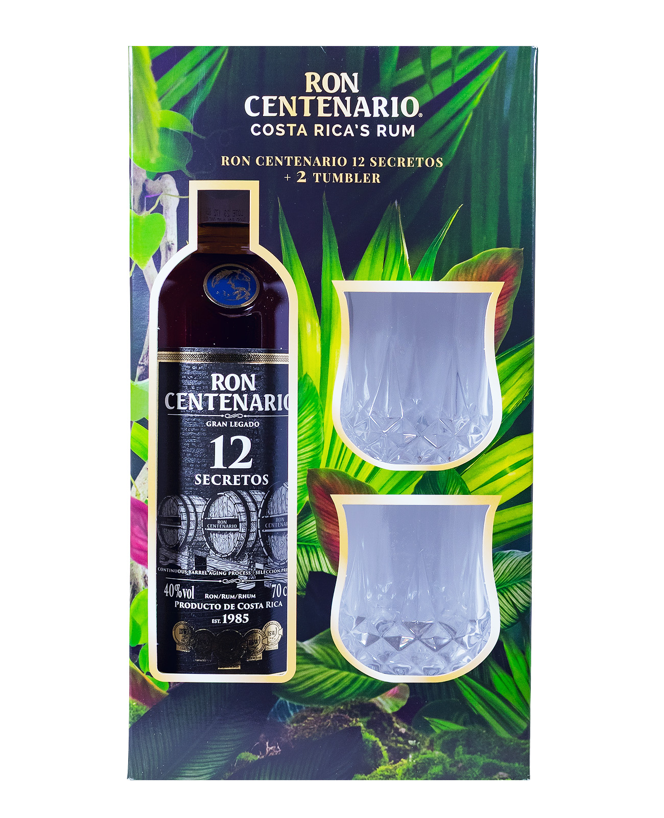 Ron Centenario 12 Jahre Gran Legado Rum + 2 Tumbler - 0,7L 40% vol