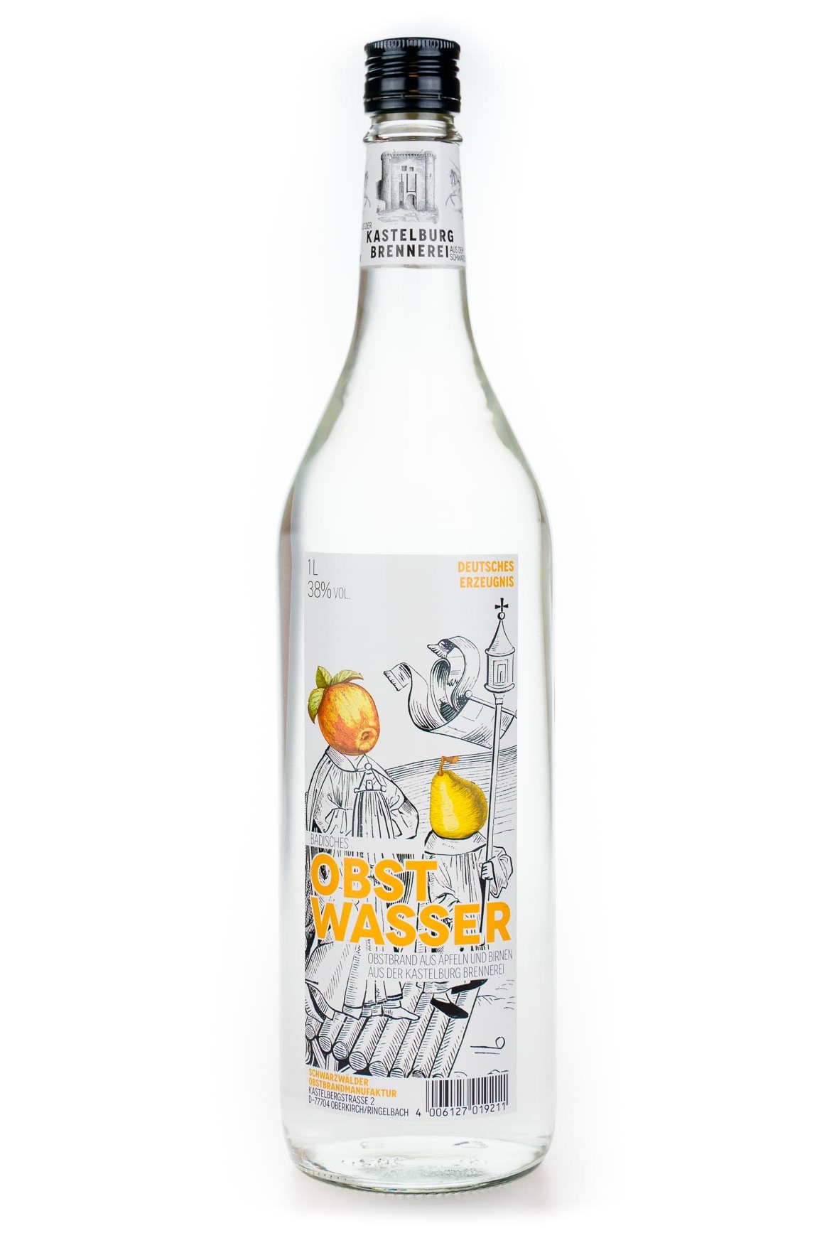 Kastelburg Schwarzwälder Obstwässerle - 1 Liter 38% vol Kastelburg Schwarzwälder Obstwässerle - 1 Liter 38% vol