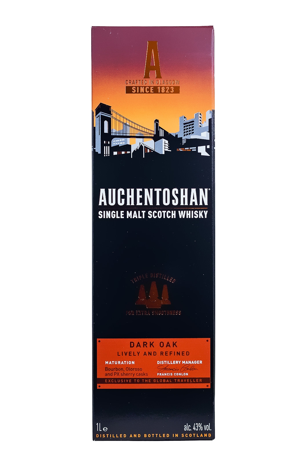 Auchentoshan Dark Oak Single Malt Scotch Whisky - 1 Liter 43% vol Auchentoshan Dark Oak Single Malt Scotch Whisky - 1 Liter 43% vol