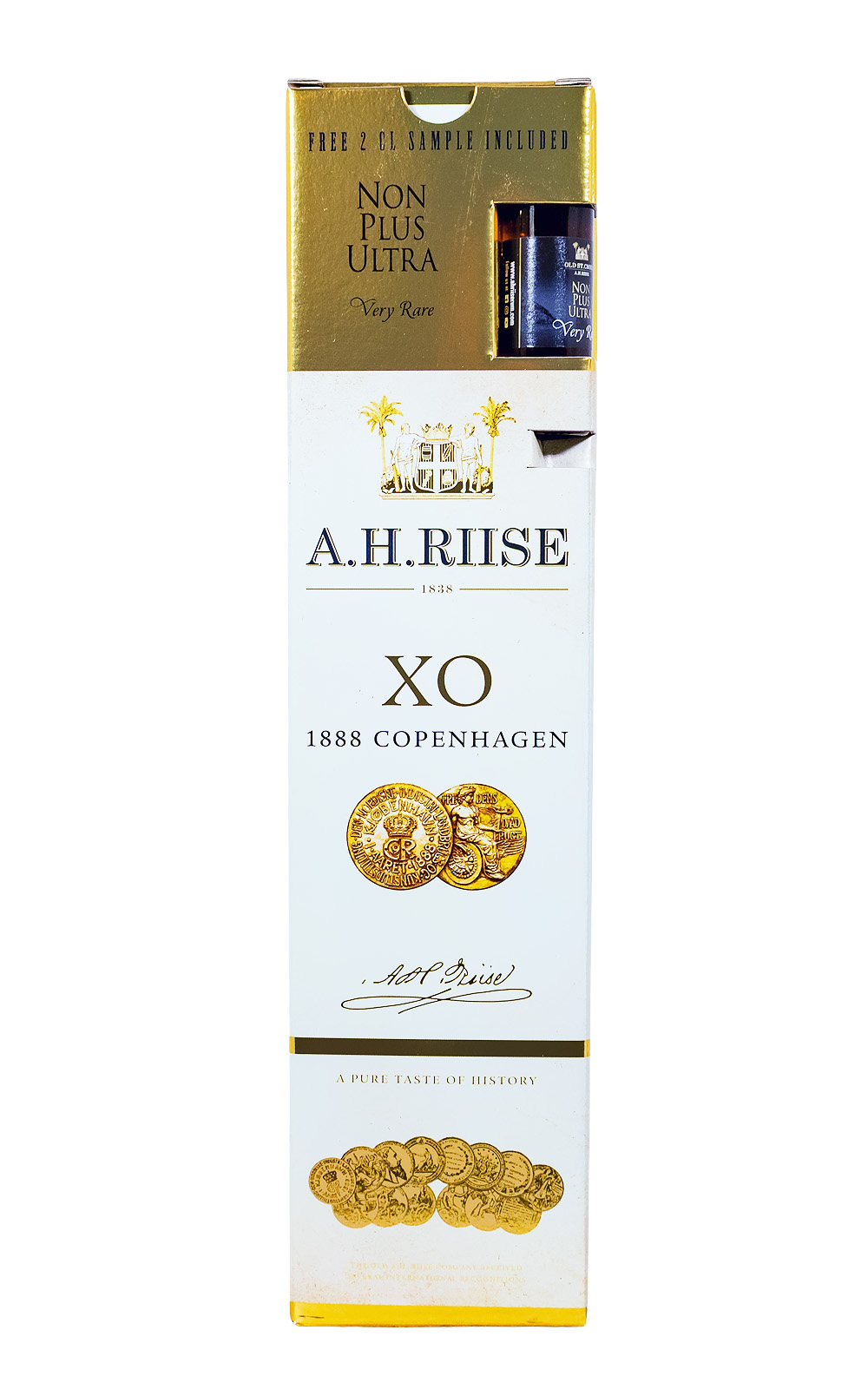 A.H. Riise 1888 Copenhagen Medal Spirituose auf Rum-Basis + 0,02L Non Plus Ultra Very Rare Miniatur - 0,72L 40% vol