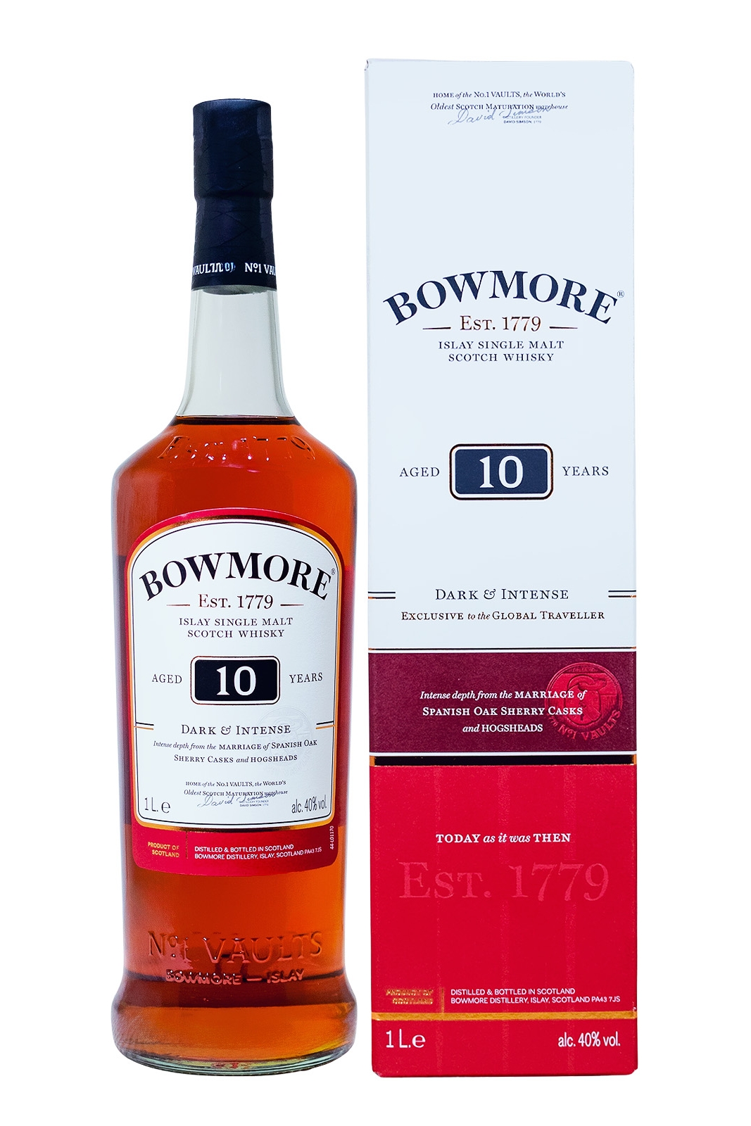 Bowmore 10 Jahre Dark & Intense Single Malt Scotch Whisky - 1 Liter 40% vol