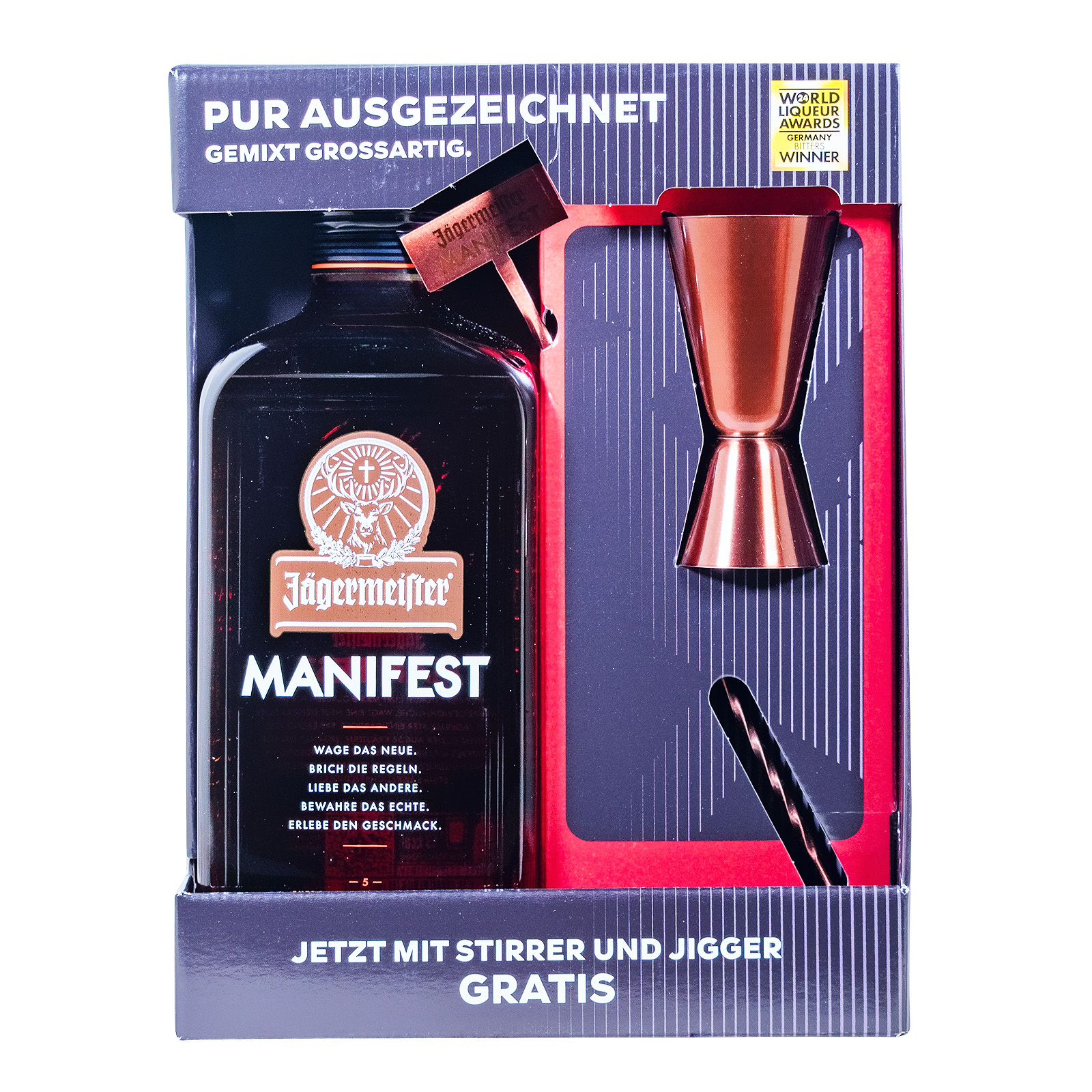 Jägermeister Manifest mit Stirrer & Jigger - 0,5L 38% vol