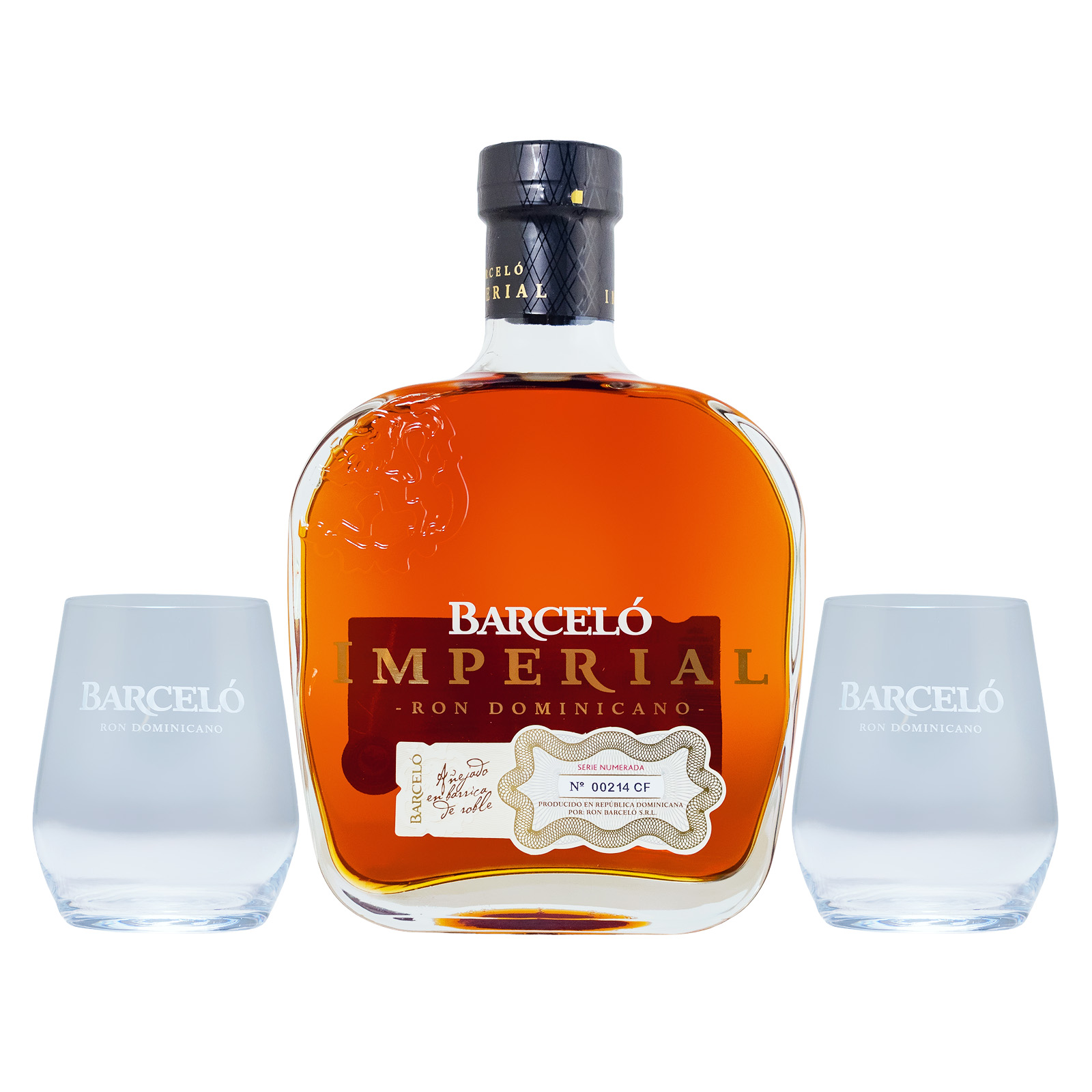 Ron Barcelo Rum Imperial mit 2 Gläsern in Geschenkverpackung - 0,7L 38% vol