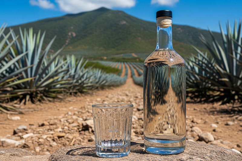 Mezcal – Spirituose mit geografischer Angabe aus Mexiko Mezcal vor Agavenplantage