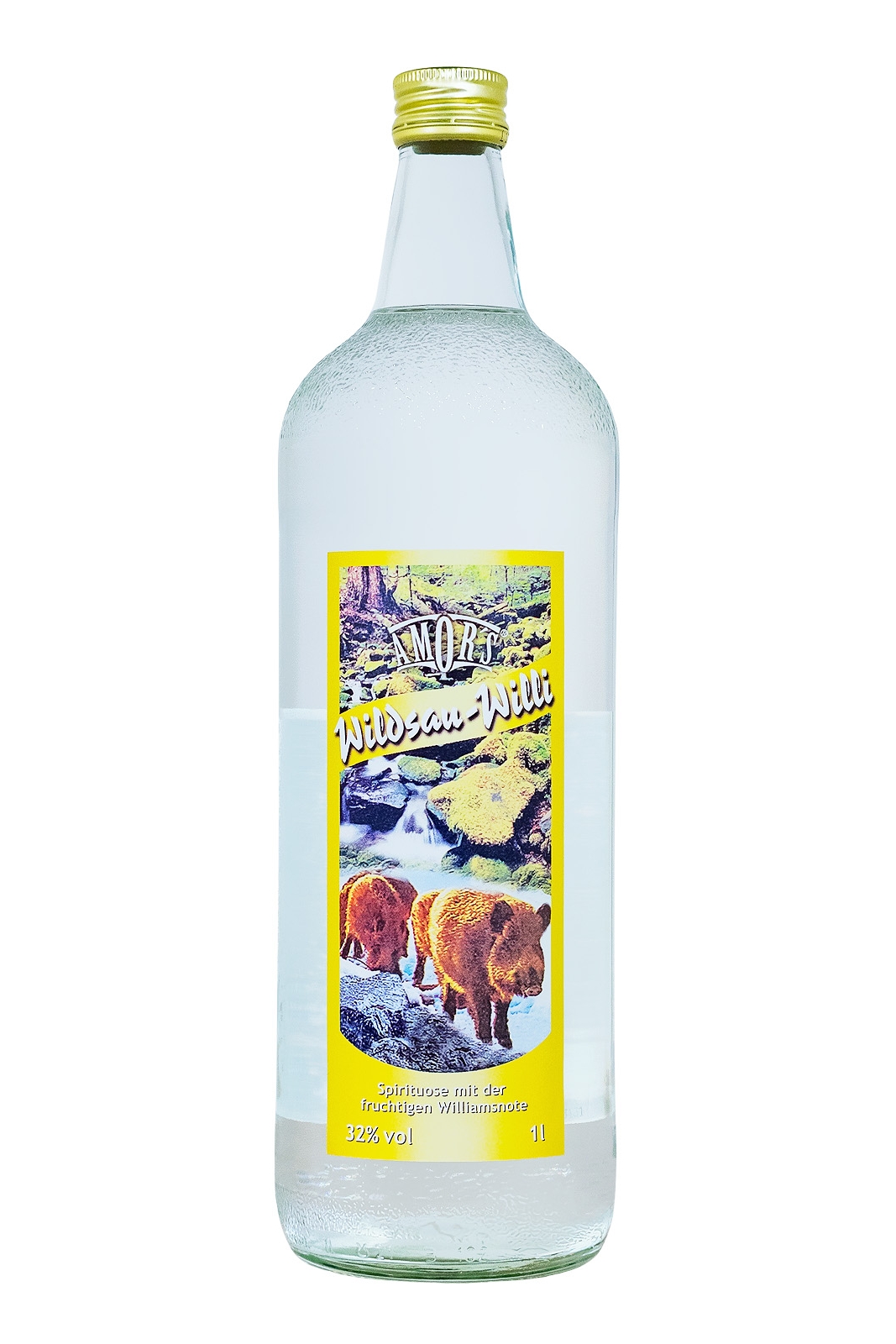 Amor's Wildsau Willi mit Williamsnote - 1 Liter 32% vol Amor's Wildsau Willi mit Williamsnote - 1 Liter 32% vol