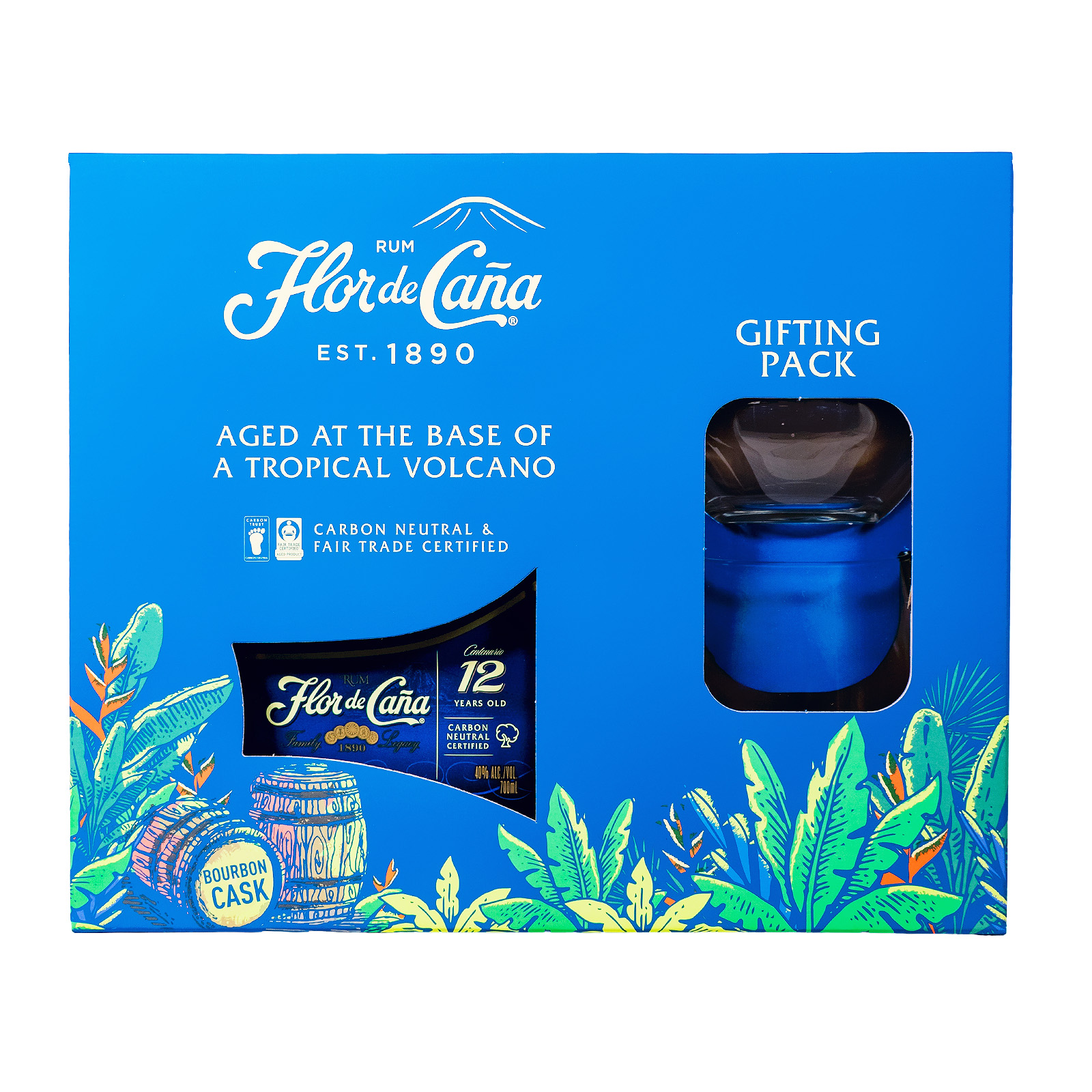 Flor de Cana Rum Centenario 12 Jahre mit 2 Gläsern in Geschenkverpackung - 0,7L 40% vol