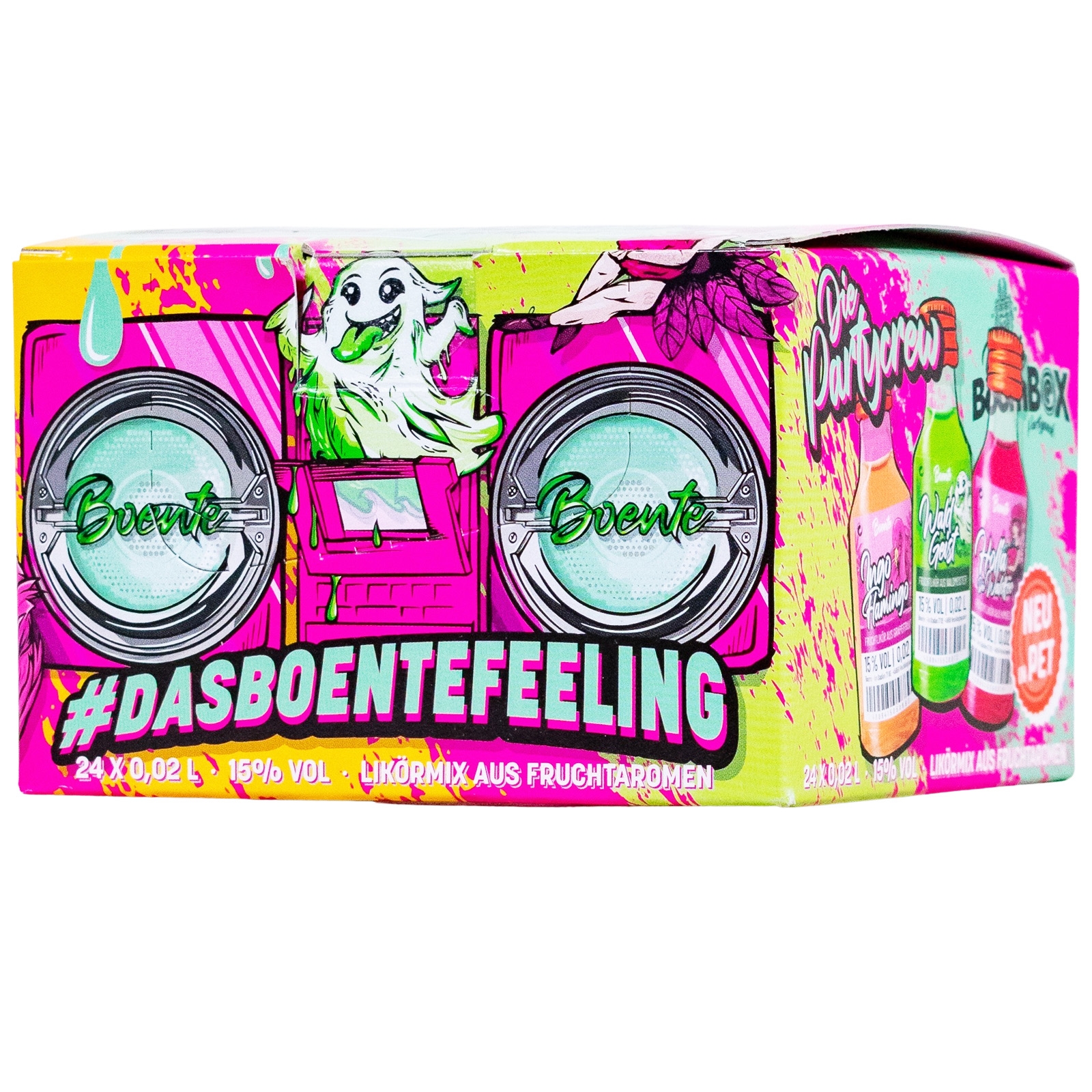 Paket [24 x 0,02L] Boentes Boombox Likörmix Früchte - 0,48L 15% vol