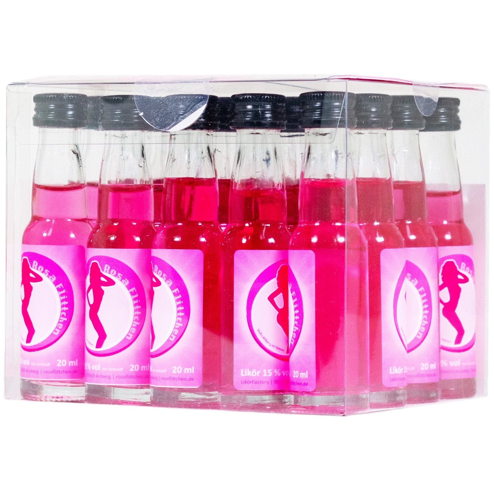Paket [20 x 0,02L] Rosa Flittchen Likör Waldfrucht - 0,4L 15% vol