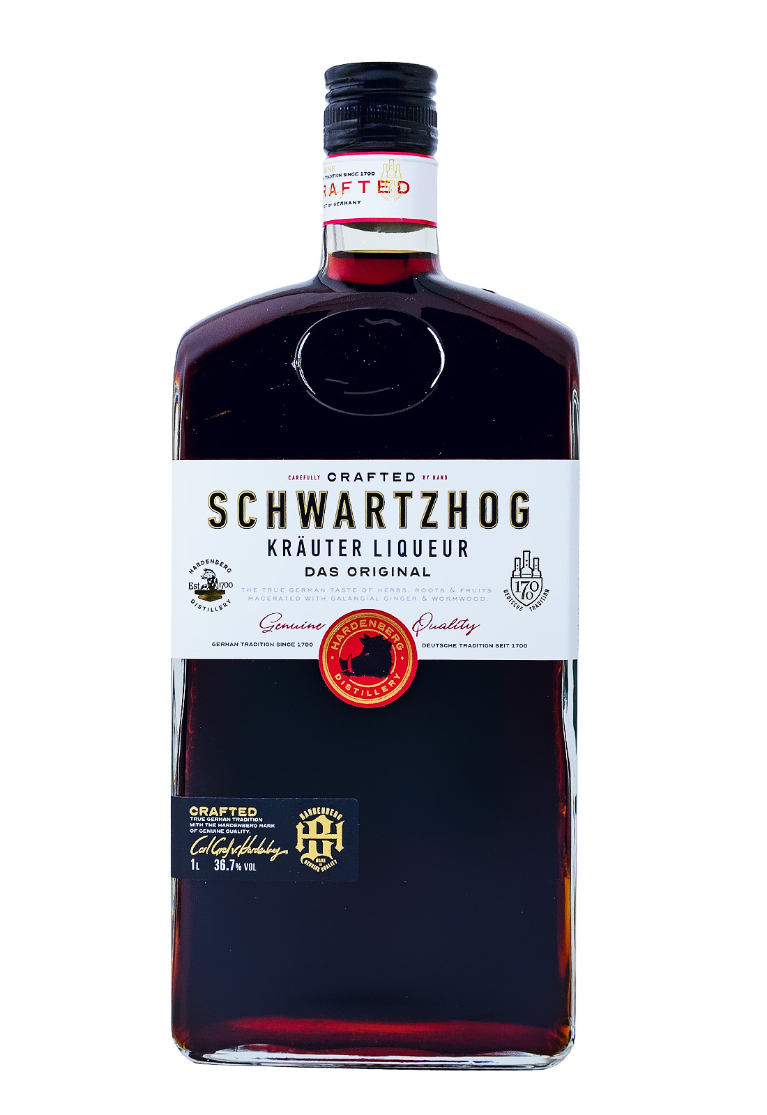 Schwartzhog Kräuter GEPA mit 2 Gläsern - 1 Liter 36,7% vol
