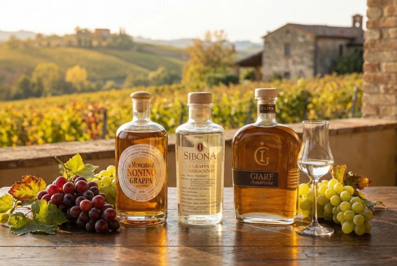 Grappa Sorten Moscato, Chardonnay und Amarone