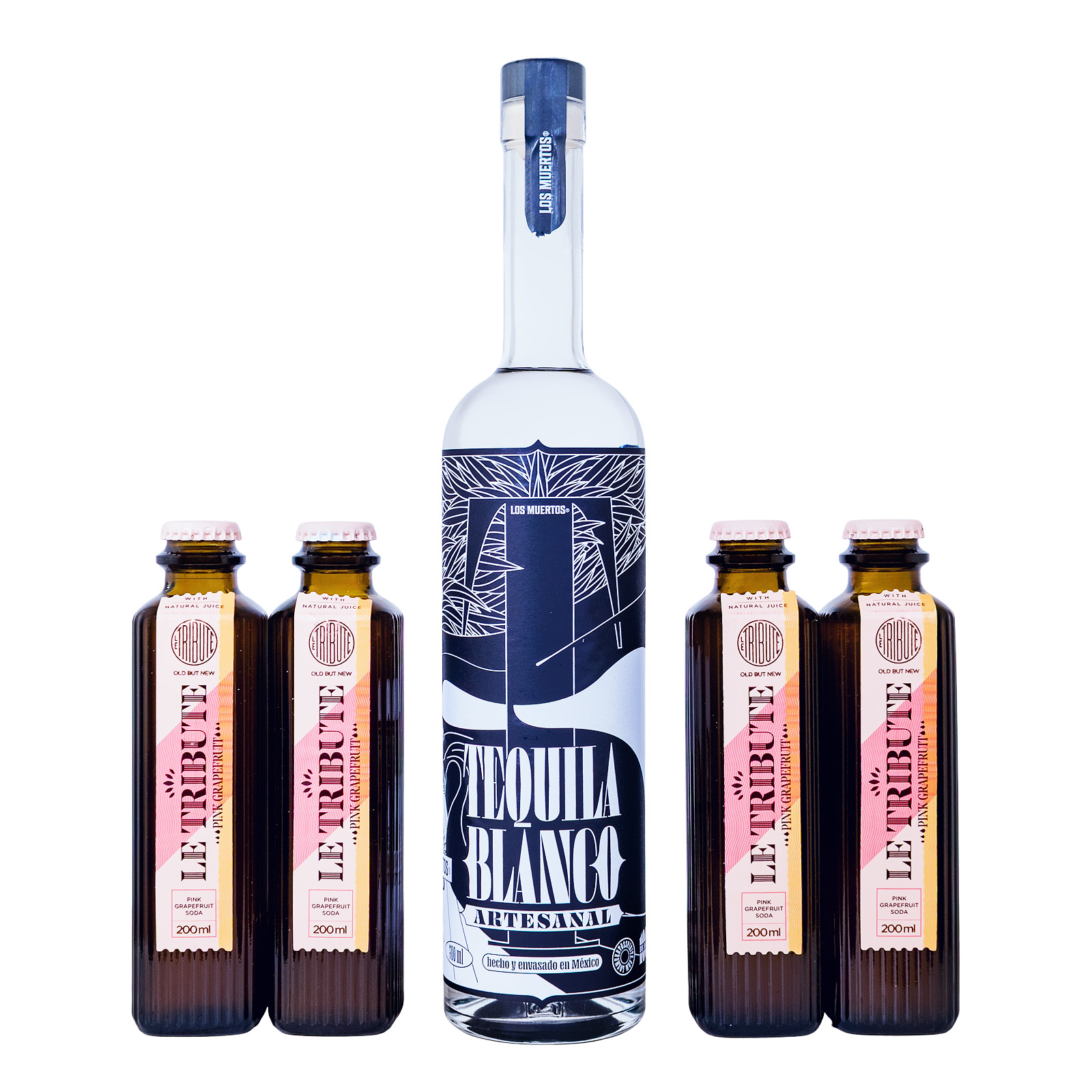 Bundle: Los Muertos Tequila + 4 x Le Tribute Pink Grapefruit - 1,5L 41% vol