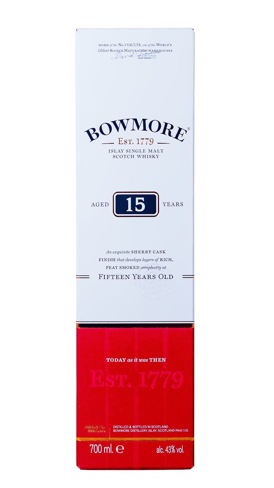 Bowmore 15 Jahre Islay Single Malt Scotch Whisky - 0,7L 43% vol