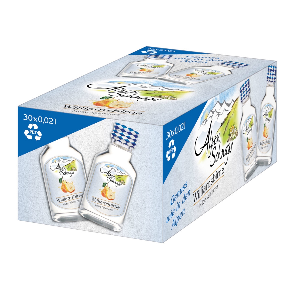 Paket [30 x 0,02L] Alpenschnaps Birne PET - 0,6L 35% vol