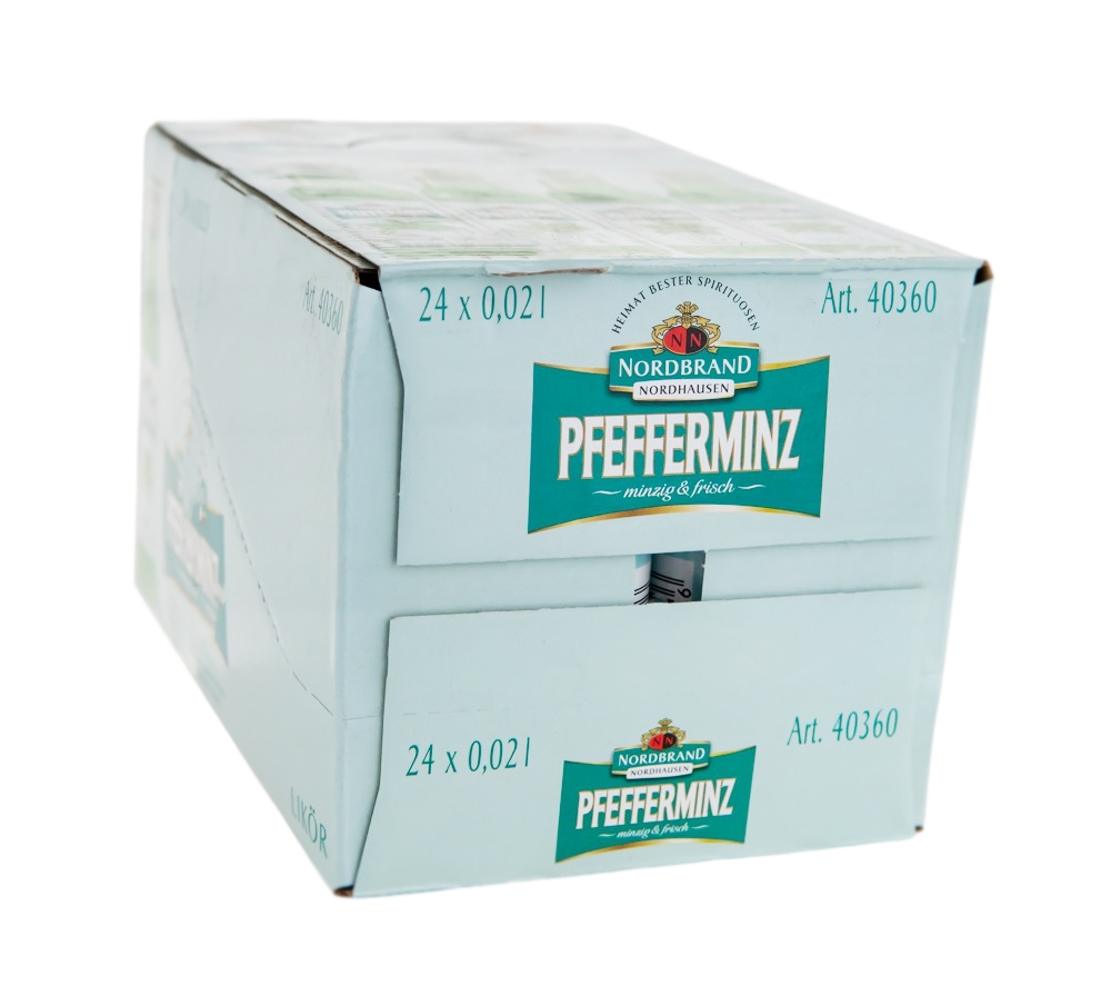 Paket [24 x 0,02L] Nordbrand Pfeffi Pfefferminz-Likör - 0,48L 18% vol