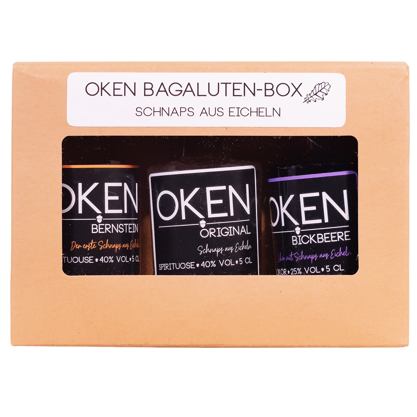 Oken Bagaluten-Box Eichel-Schnaps - 0,15L 35% vol Oken Bagaluten-Box Eichel-Schnaps - 0,15L 35% vol