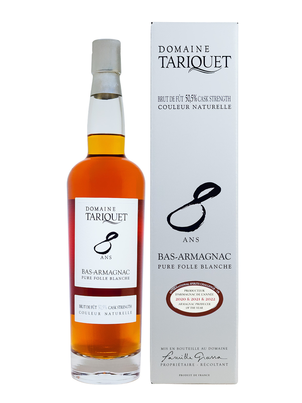 Armagnac Domaine Tariquet Pure Folle Blanche 8 Ans - 0,7L 50,5% vol