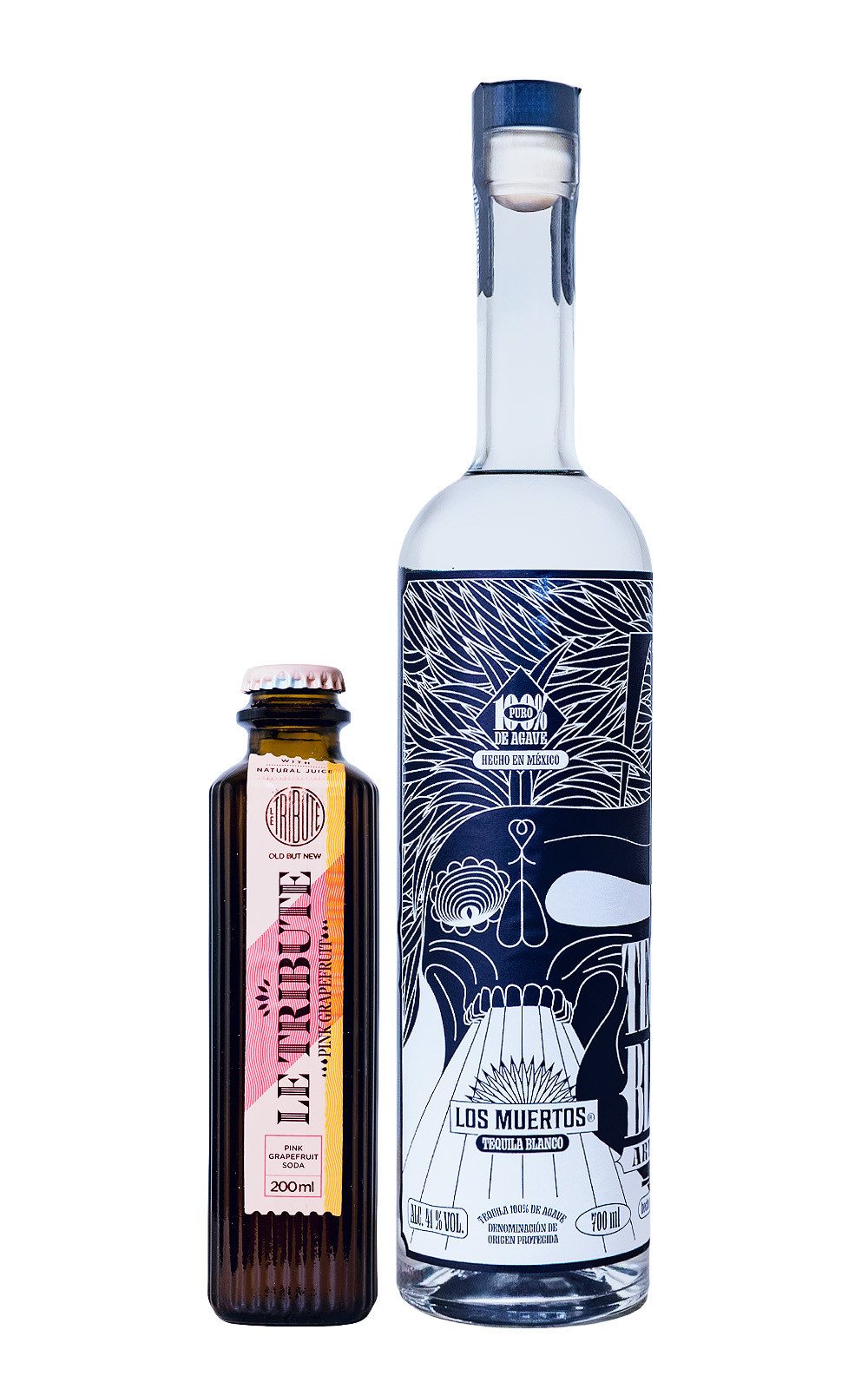 Bundle: Los Muertos Tequila + 4 x Le Tribute Pink Grapefruit - 1,5L 41% vol